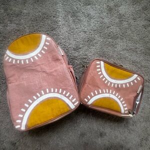 Anthropologie Pink and Yellow Kids Backpack Set